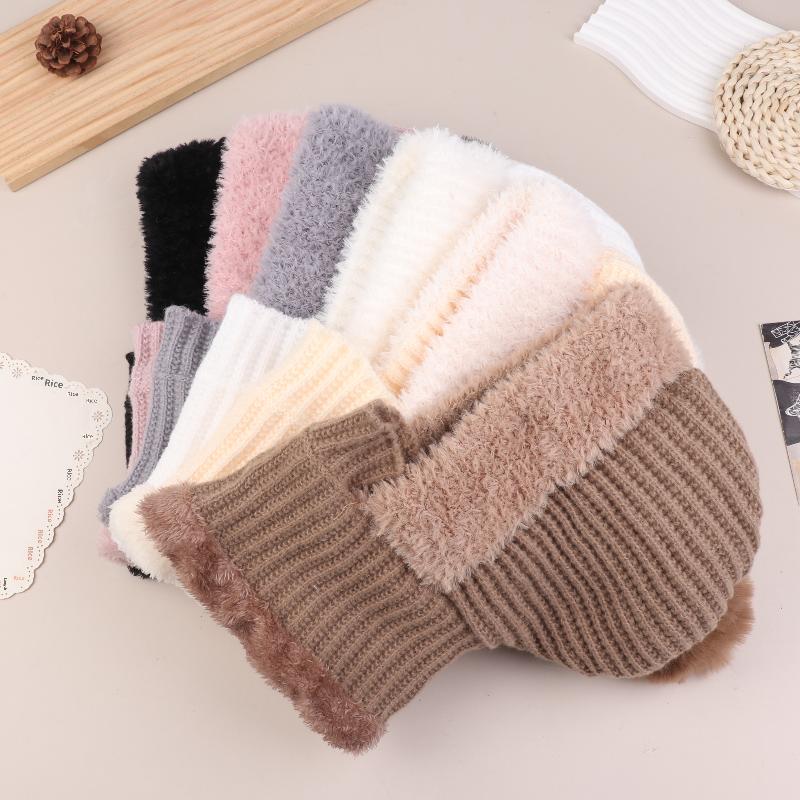 Women Hooded Cap Winter Knitted Balaclava Hat Ear Protection Fluffy Hat Lady Mask Neck Integrated Warmth Cover Hat