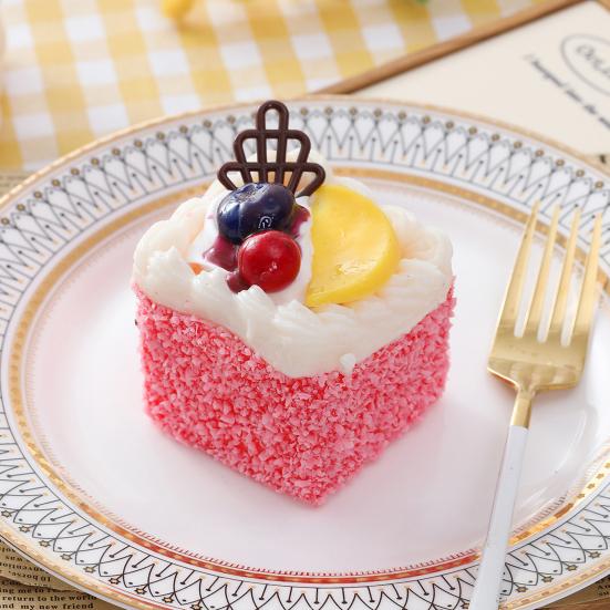 Simulation Square Cake Model Refrigerator Magnet Shredded Coconut Fruit Cake Desktop Decoration Photo Props