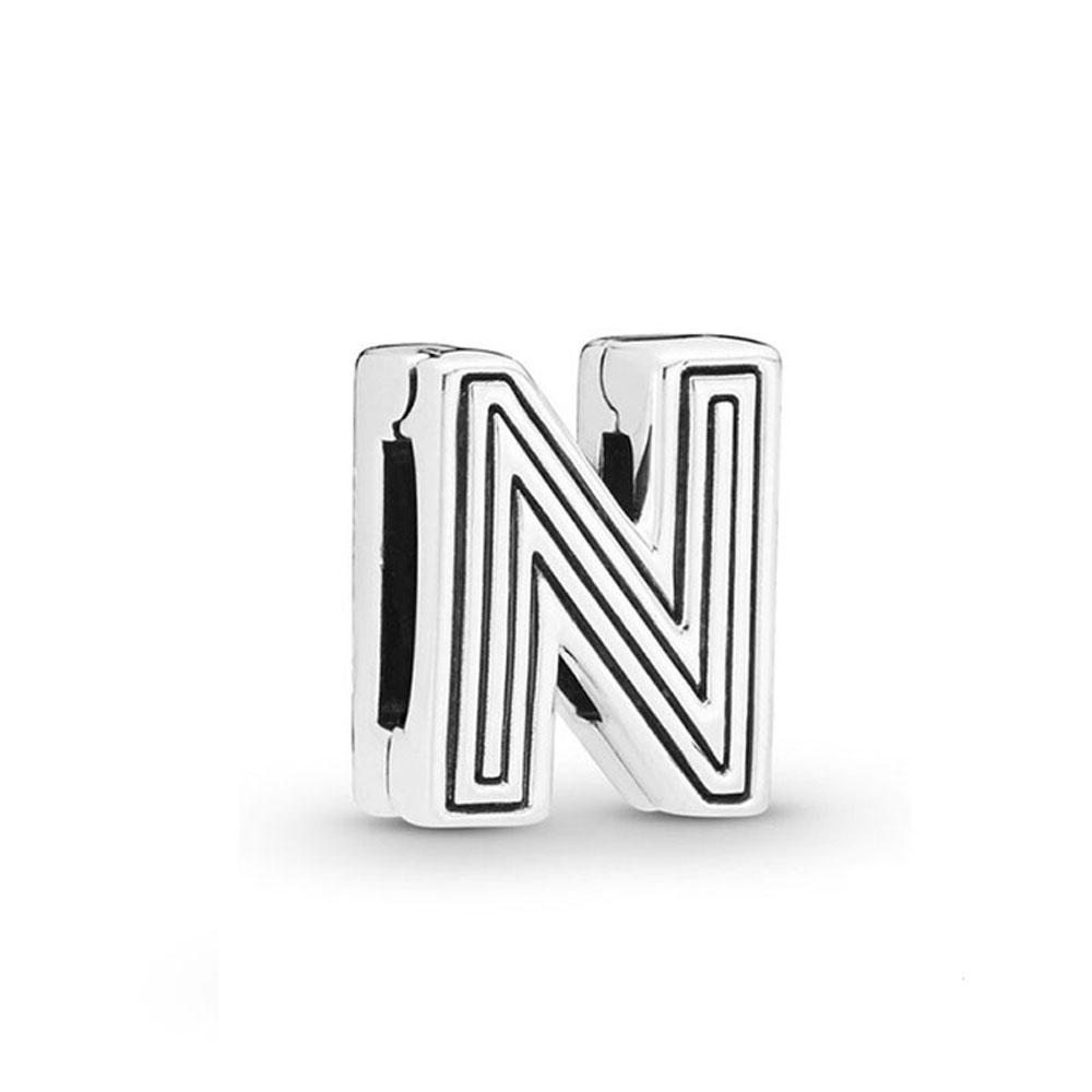 European New Plated Copper 26 Letter Thin Clip Charm Bead Fit Original Bracelet Jewelry For Gift