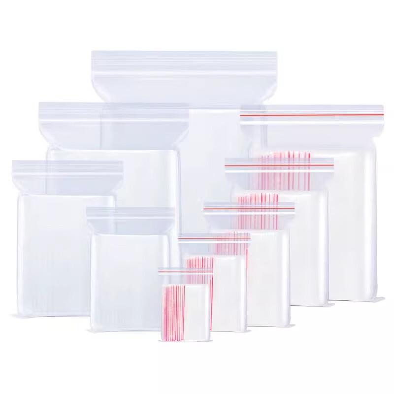 Red Edge Self-Sealing Plastic Bags
