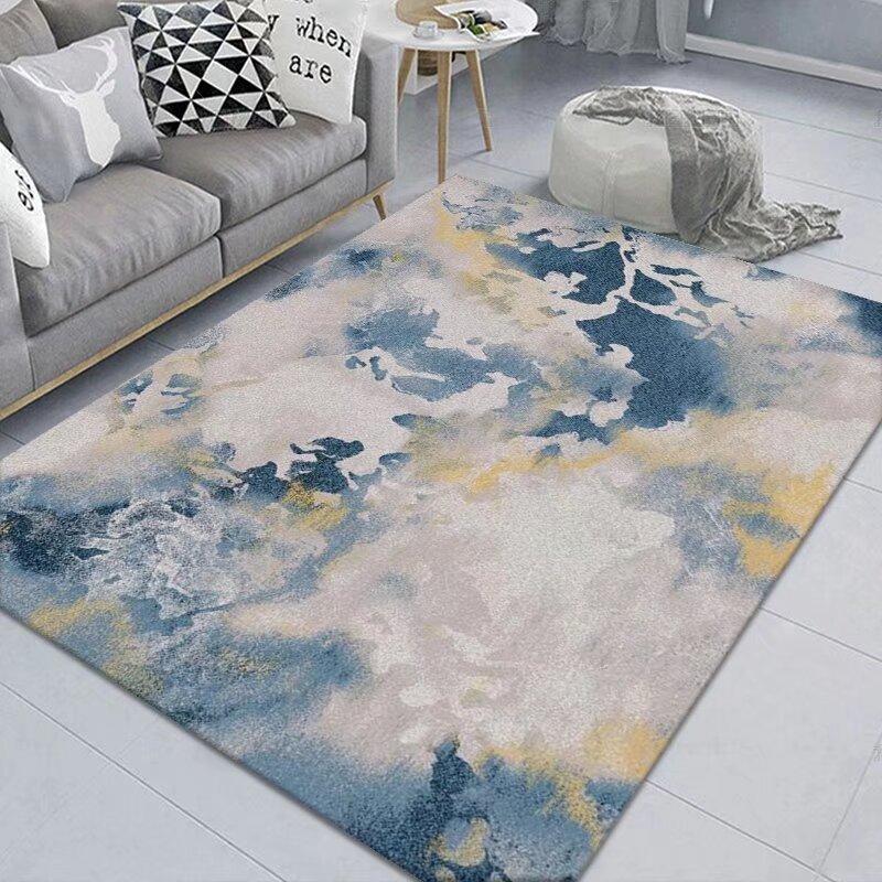 Simple Abstract Carpet, Living Room Sand Room Bedroom Dirt-Resistant Carpet, Large Area Crystal Velvet Floor Mat