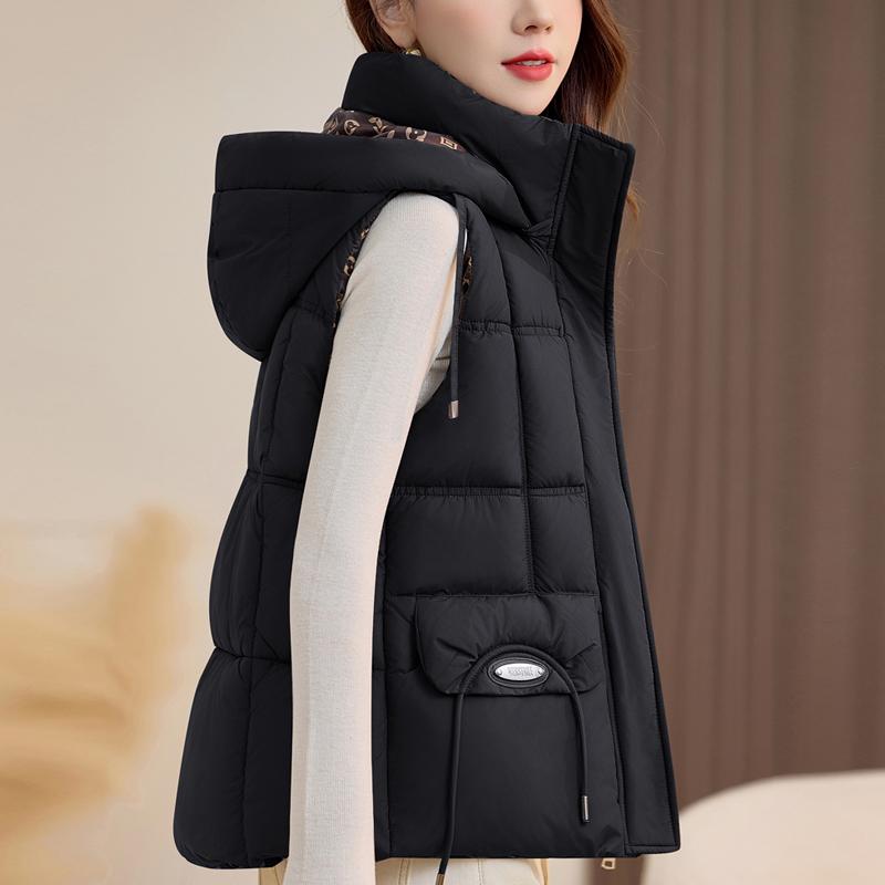 Fashion Winter Women's Vest Hooded Can Be Worn On Both Sides Thick Warm Casual Sleeveless Jackets Woman Short Coat