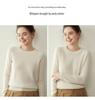 Women's Autumn/Winter Cable Knit Cashmere Sweater, Twelve Gauge, Small Round Neck, Slimming Loose Fit, Long Sleeve Base Layer