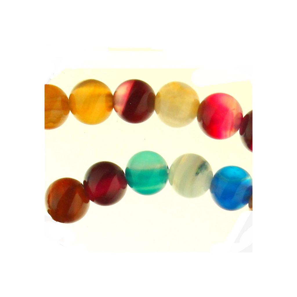 Strand of 88 Round Beads 4mm 4 Mm In Multicolored Agate Blue Pink Red Yellow ...