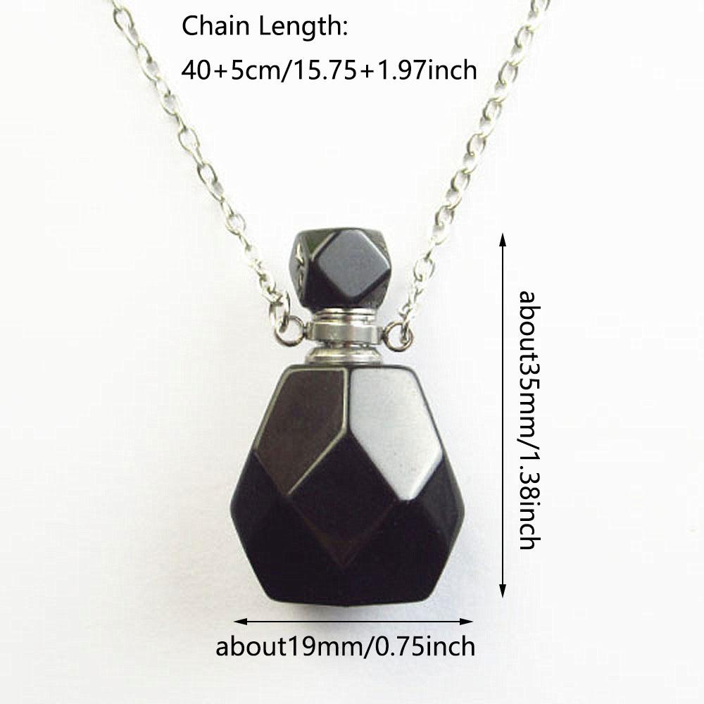 1pc Natural Stone Perfume Bottle Pendant Necklace Stainless Steel Aromatherapy Essential Oil with Stone Quartz for Women