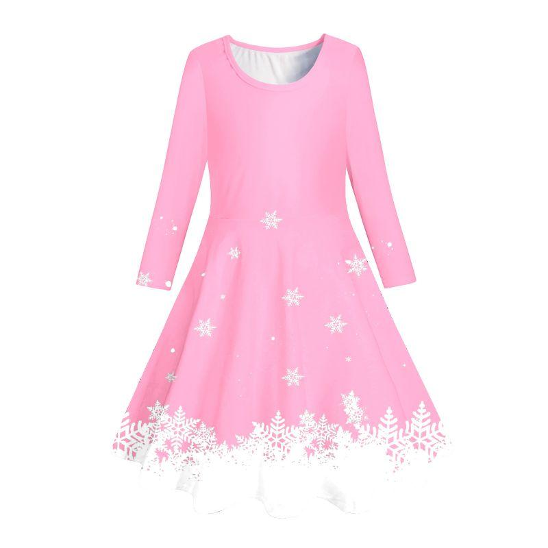 

Детское рождественское платье для девочек 4-12 лет, платье с длинным рукавом и принтом S