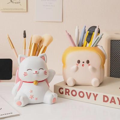 Cherry Blossom Cat Pen Holder: Cute Storage Decoration for Children's Bedrooms & Study Desks - Ideal Student Gift