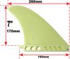 17cm Center Fin Safety Flex Soft 7" for Longboards, SUPs, Paddleboards, AirSUP, Surfboards by saruSURF (Yellow)