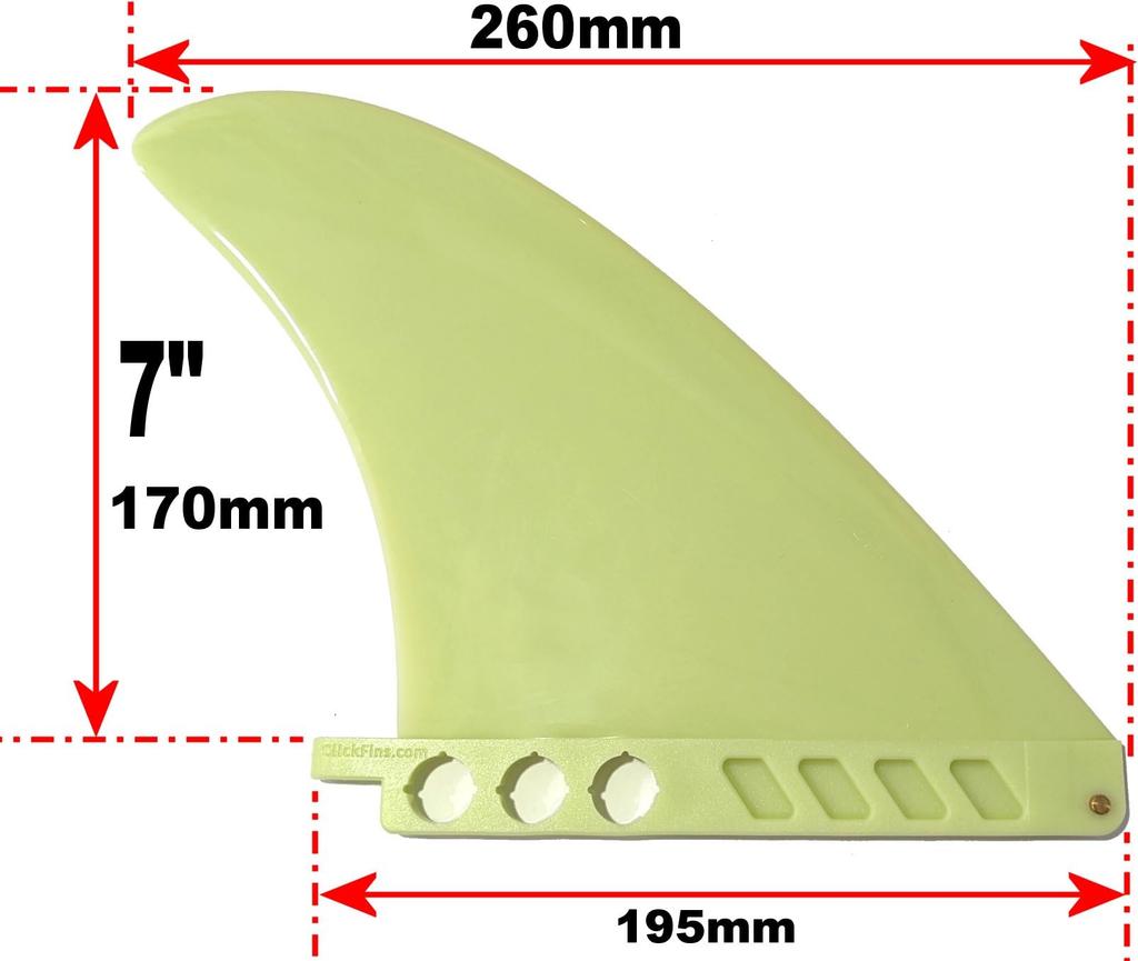17cm Center Fin Safety Flex Soft 7" for Longboards, SUPs, Paddleboards, AirSUP, Surfboards by saruSURF (Yellow)