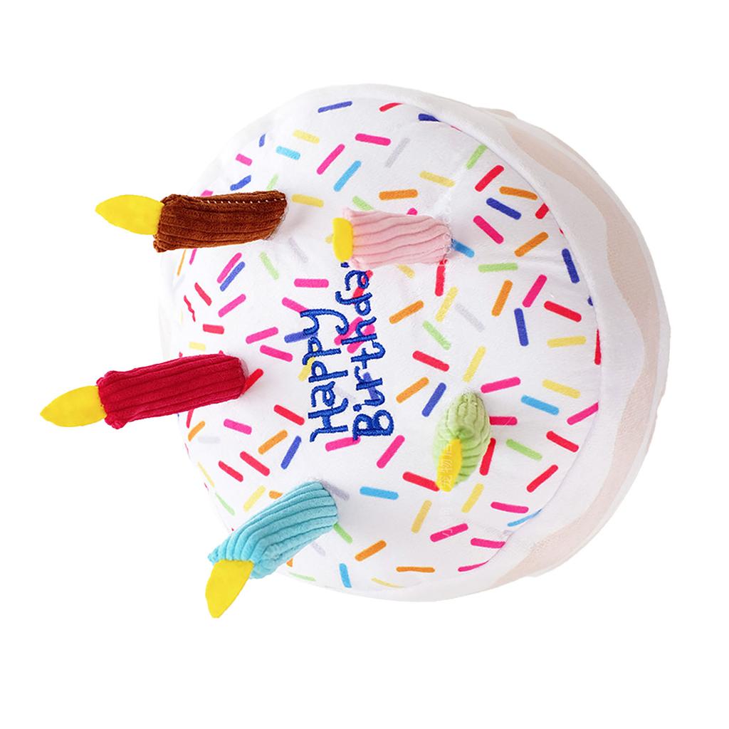 Birthday Cake Stuffed Toy Funny Soft Birthday Cake Chew Toy for Dogs Cats 7.87x8.27in