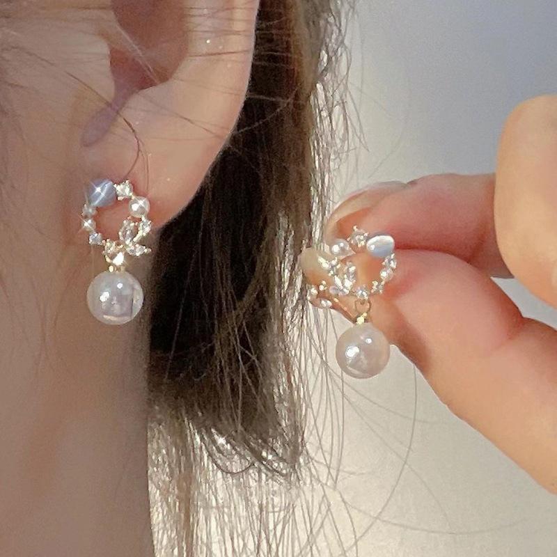 1Pair Korean Style Asymmetric Pearl Zircon Ear Clips For Women Personality  Earrings Wedding Jewelry Birthday Gifts