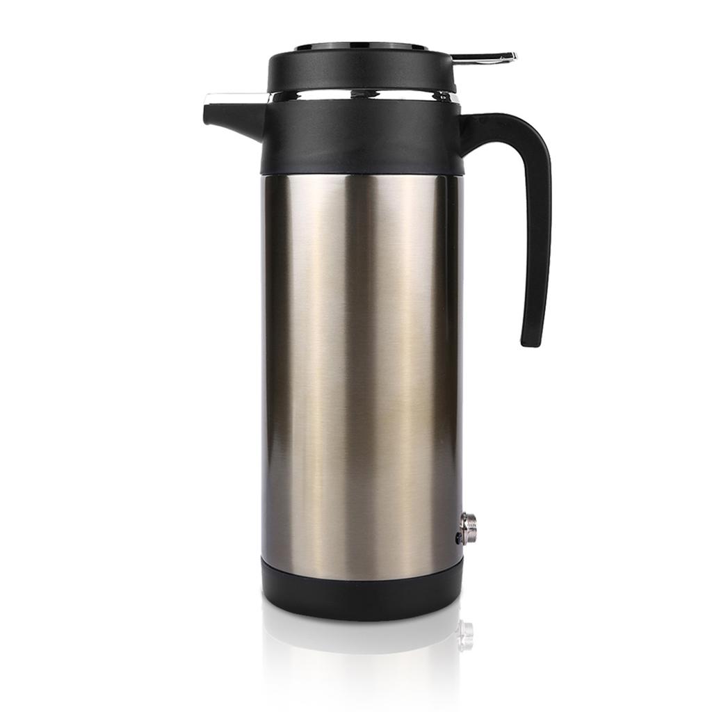 1000ML 12V 24V Stainless Steel Electric In Car Kettle Travel Thermoses Heating Water Bottle