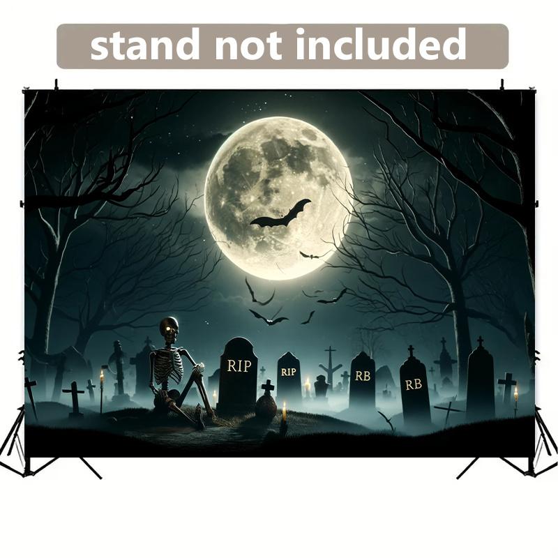 Background banner 1 piece a gloomy cemetery decorated with background fabric wall panels under the moonlight.zyc