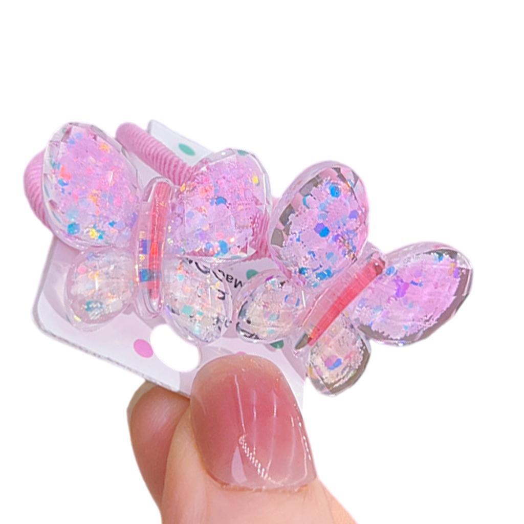 Candy Color Butterfly Hairband for Children Hair Elastic Hair Band Ponytail Holder Little Girl Hair Accessories 1 Pair