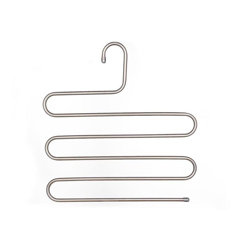 Бытовая многослойная S-образная вешалка для брюк складная вешалка-клипса для брюк для гардероба хранение в общежитии сушка одежды 1pc серебряный 1090₽