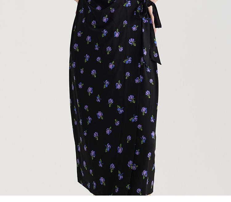 Ladies' Temperament Short-sleeved Dress 2025 Summer Floral Dress, High-end Feeling, Slim and Thin, Medium To Long Skirt