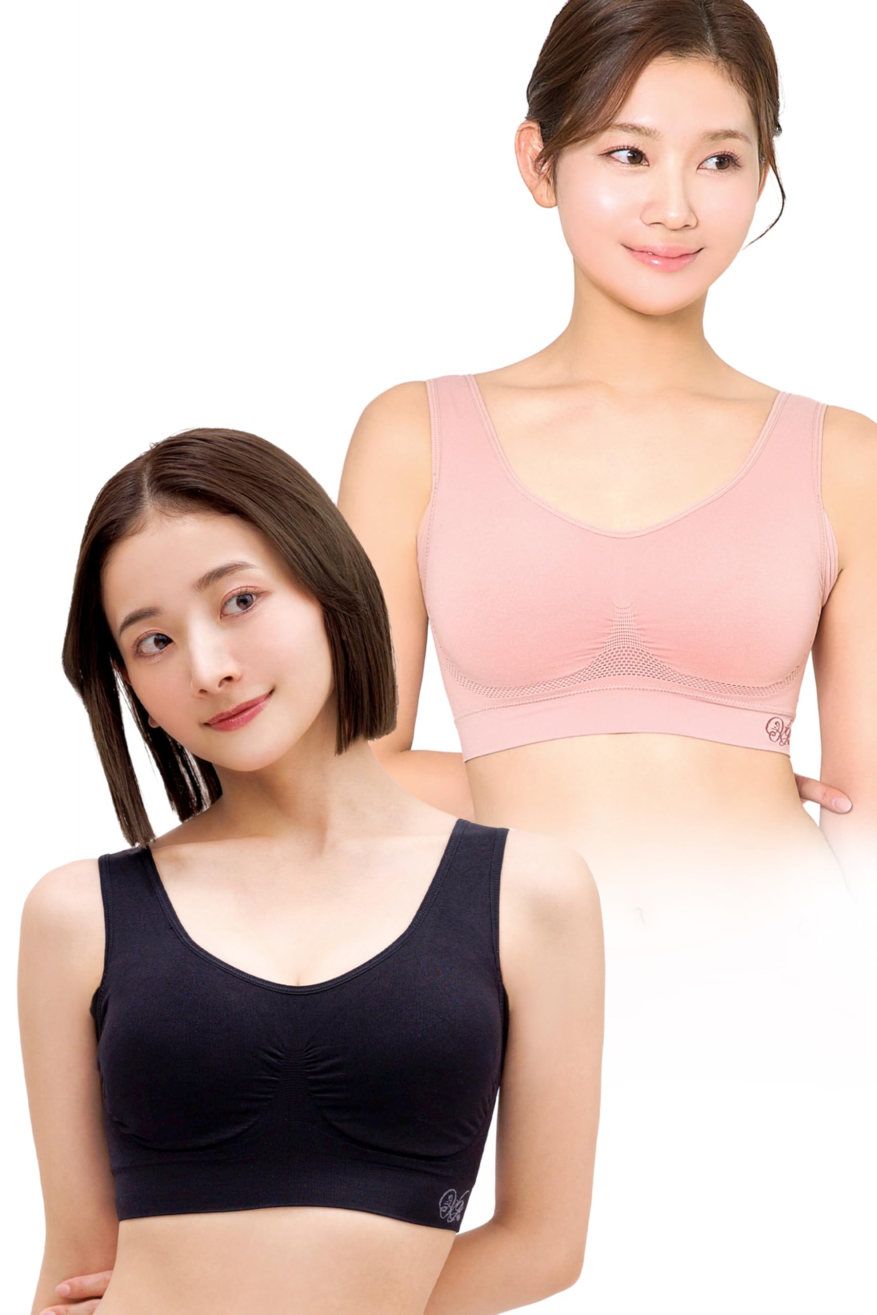 

VIAGE Beauty Up Ночной набор из 2 штук 6 Высокая боковая компрессия спины Без ощущения стеснения Бюстгальтер, (Черный/Нежно-розовый, LL) Размеры, Дизайн, Без косточек, Дизайн,