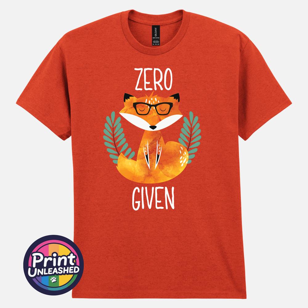 Zero Fox Given Graphic Tee Funny Printed Slogan TShirt Zen Fox Print Fun Gift M