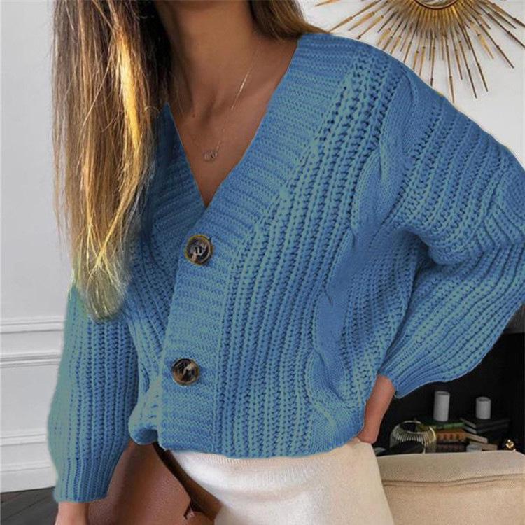 Women's Chunky Knit Cardigan - Loose Fit, Long Sleeve Button-Up for Autumn/Winter