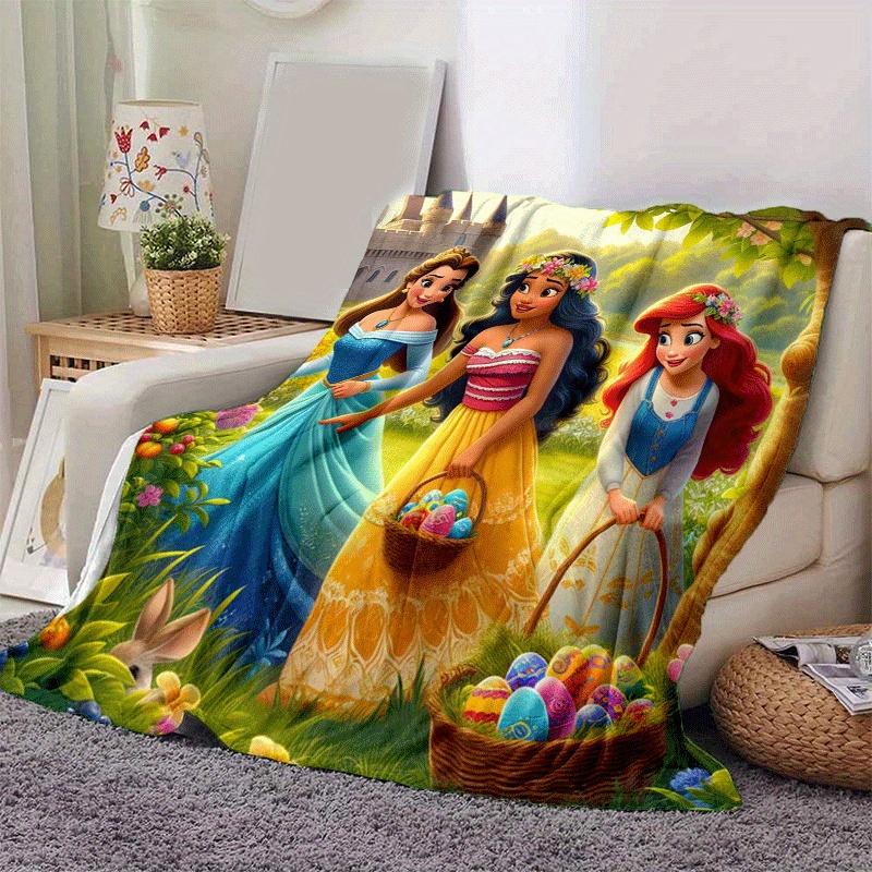 1pc Princess Printing Blanket - Soft, All-Season Throw for Office Blanket, | Personalized Gift with Adorable Cartoon Design