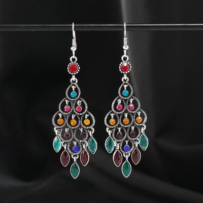 New Chinese Crystal Fringed Earrings Women's Retro Court Niche Temperament Ethnic Style Long Earrings Ear Jewelry