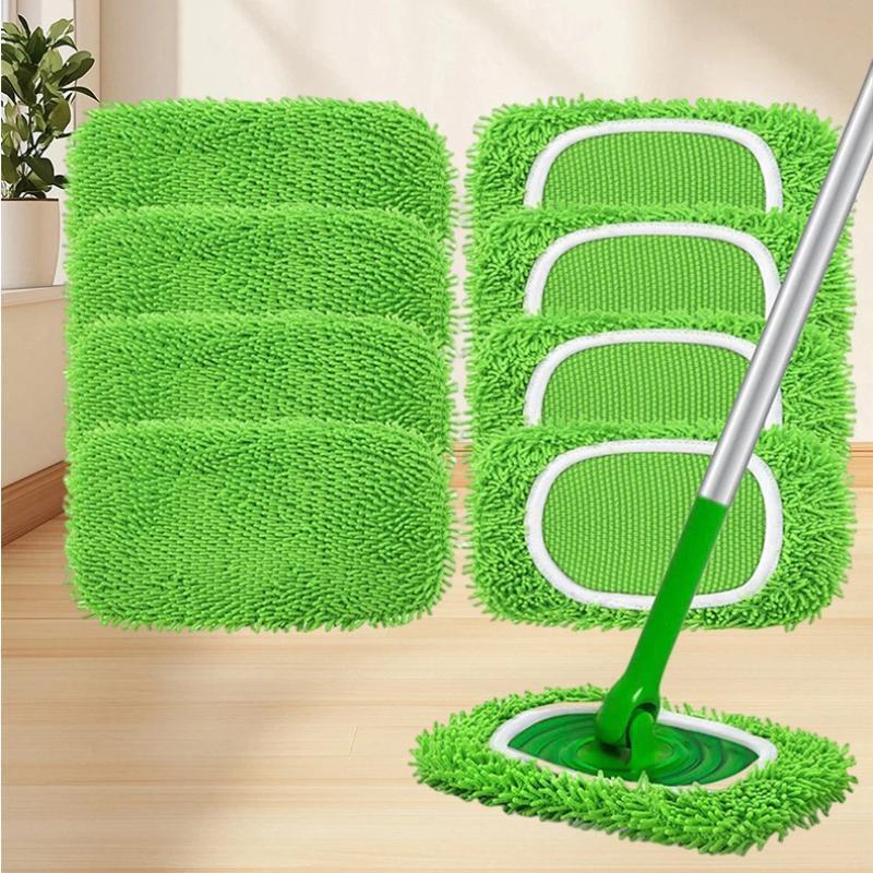 4Pcs Reusable Microfiber Mop Replacement Pads High Absorbency Cleaning Cloth Covers For Most Standard Mops