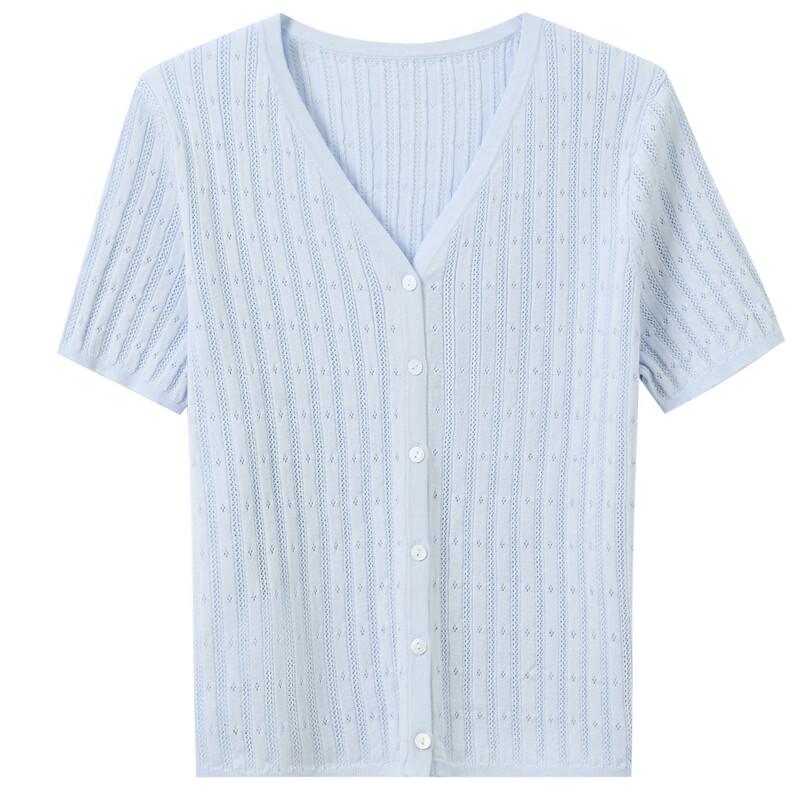 Sancai Lyocell Blend V-Neck Short Sleeve Knit Cardigan