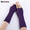 Botvotee Arm Warmers Y2k Accessories Hollow-out Sleeve Holder Winter Keep Warm Knit Accessories Fingerless Gloves Wrist Warmers