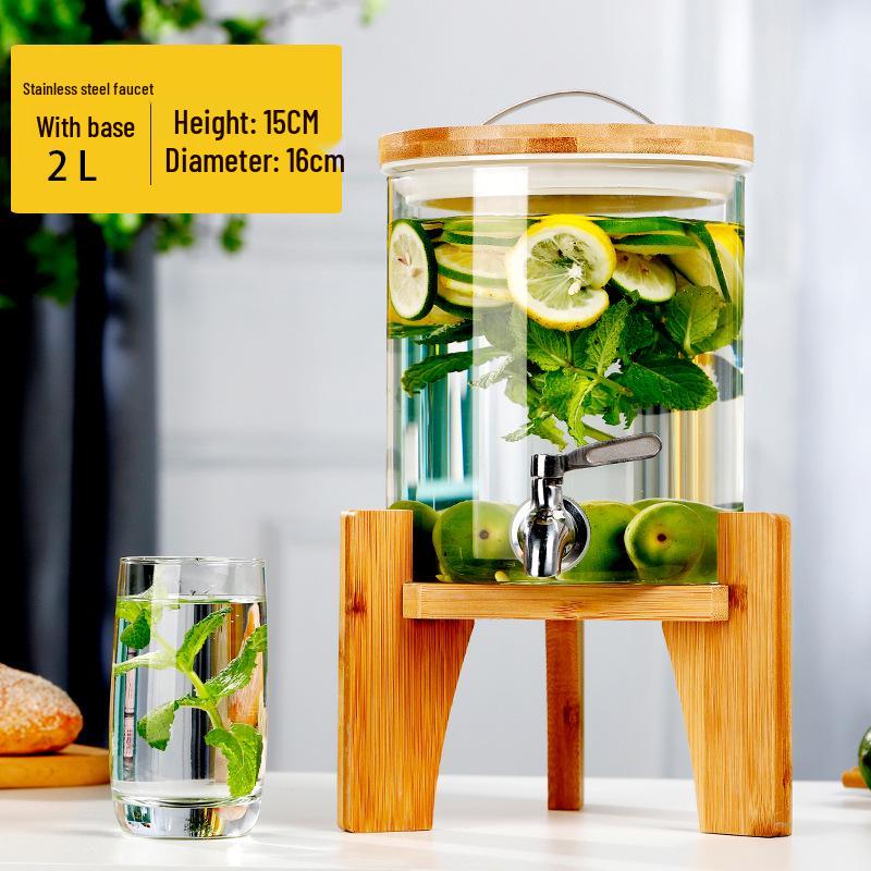 Large Capacity Glass Beverage Dispenser with Faucet for Cold Drinks and Fruit Tea