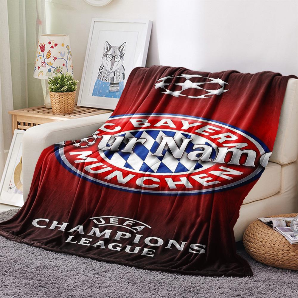 1PC Bayern Munich Fan Gear Custom Name Patterned Flannel Blanket Suitable For All Seasons For Home Decor Warmth And Comfort Gifts Holiday Present