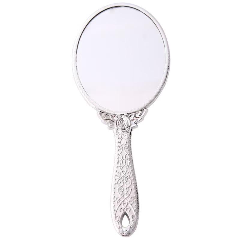 European Retro Princess Style Handheld Beauty Mirror - Portable, High-Definition, Thickened, Ideal for Makeup and Microblading