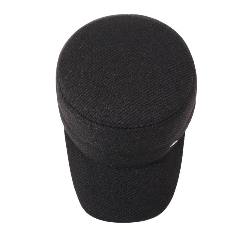 Jesienno-zimowy męski kapelusz dla osób w średnim i starszym wieku, płaski kapelusz z ochroną uszu, ciepły kapelusz