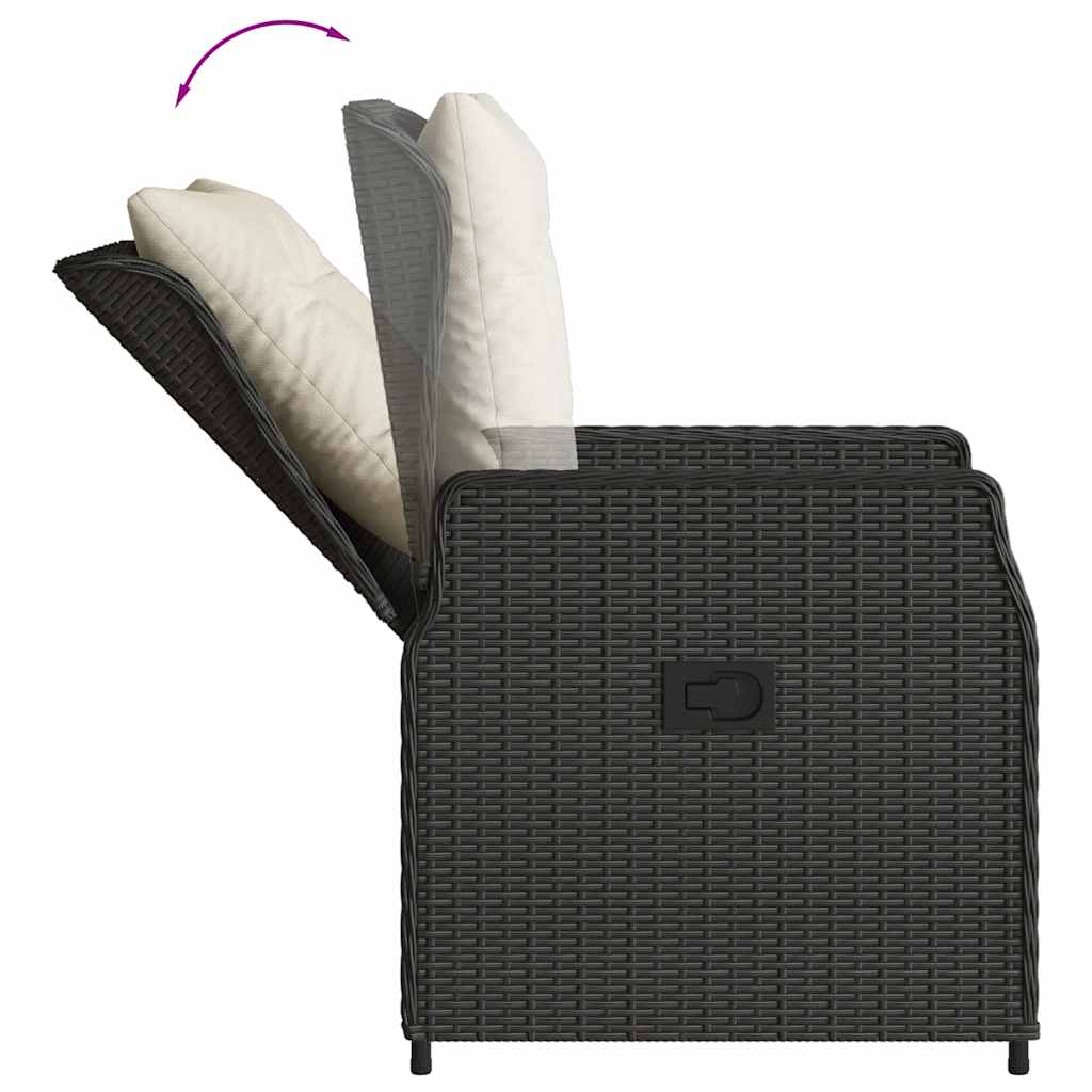 Vidaxl 7-Cz. Garden Furniture Set With Cushions, Black, Poly Rattan
