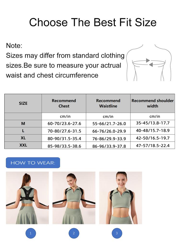 Vbosi Adjustable Upper Back Support Posture Corrector Belt For Men Women Comfortable Sporty Shoulder Support