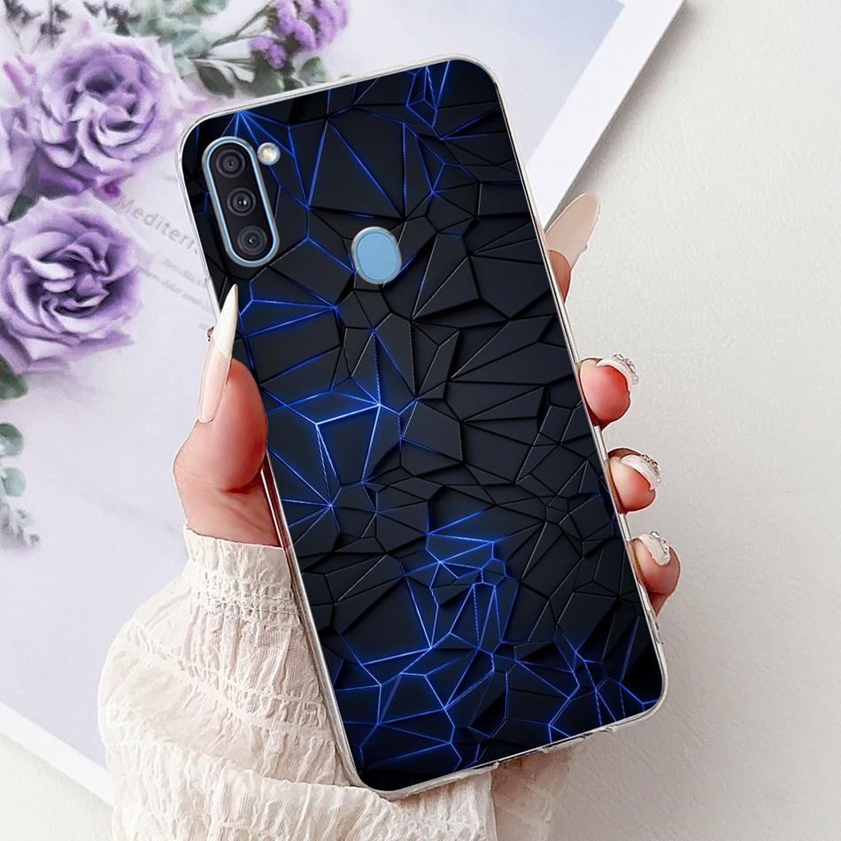 For Samsung Galaxy A11 M11 Phone Case Samsung A11 M11 A115F M115F Elegant Floral Cat Painted Soft Silicone Transparent TPU Cases