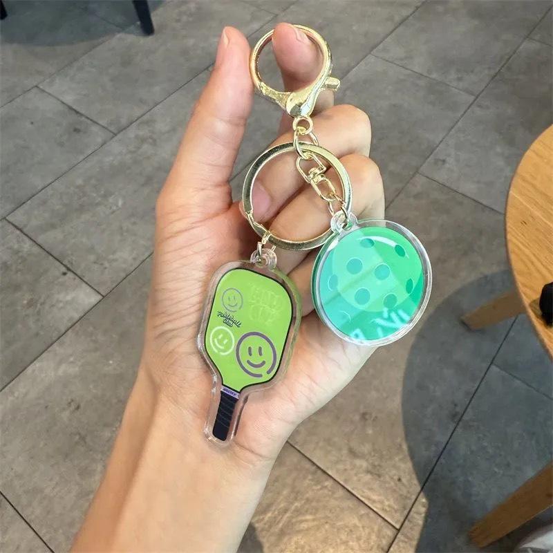Creative Cartoon Pickleball Paddle Keychain Ornament - Fun Unisex Backpack Pendant Gift