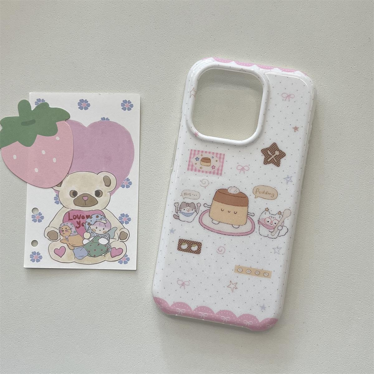 Cartoon Pudding iPhone 14/13/Pro Max Case - Drop-Proof Full Coverage iPhone 16