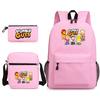 Large Capacity Schoolbag with Shoulder Strap; Student Three-piece Pencil Case Set