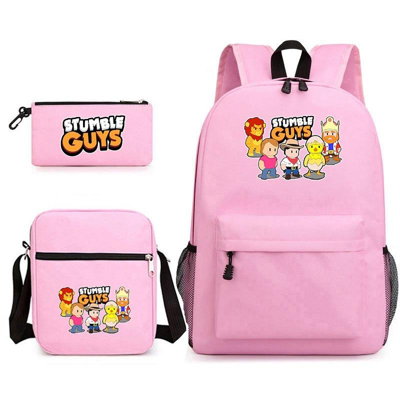 Large Capacity Schoolbag with Shoulder Strap; Student Three-piece Pencil Case Set