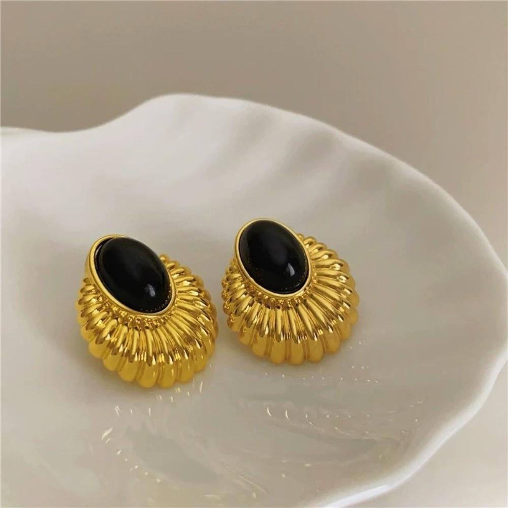 Geometric Oval Earrings Elegant Jewelry Vintage Drop Metal Earrings Party
