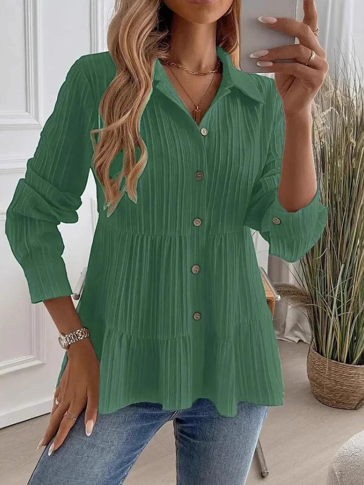 Amazon's New Spring and Summer Women's Pure Color Fashionable and Comfortable All-matching Long-sleeved Shirt