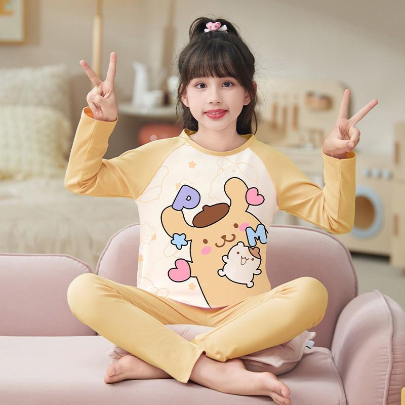 Girls Winter Pajama Set Cotton Long Sleeve Sleepwear Cartoon Print Home Outfit Ages 8