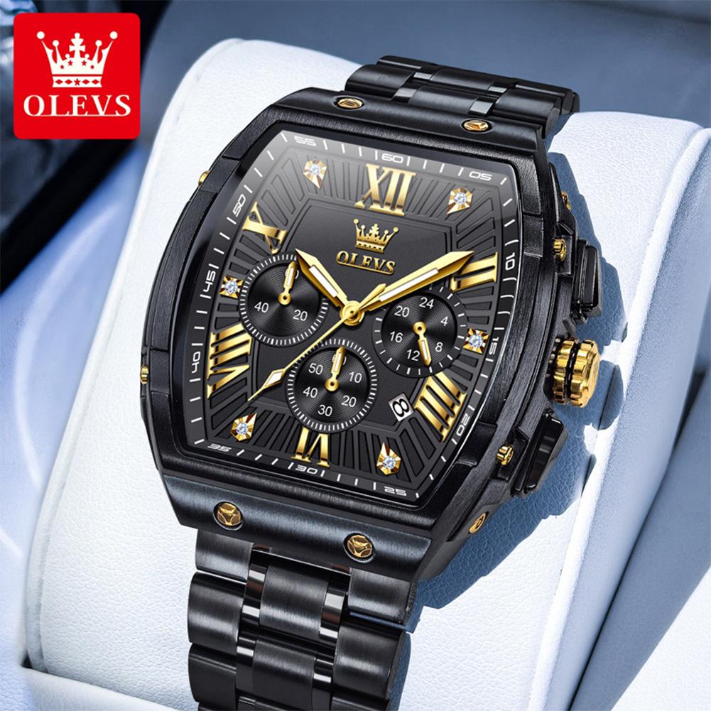 OLEVS Brand Watch Wine Barrel Multifunctional Waterproof Steel Strip Quartz Men's Watch 5639