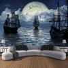 Navigation Landschaft Wandteppich Retro Piratenschiff Kunst Wandbehang Fantasy Bohmische Ästhetik Dekoration Raum Kunst Wanddekoration