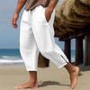 2025 Men's Casual Summer Cotton Linen Drawstring Capri Pants