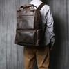 Retro Leather Men's Backpack Top Layer Leather Large Capacity Computer Backpack Crazy Horse Leather Leisure Travel  Men Bag NZPJ