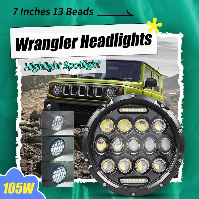 Auto 7 Zoll LED Scheinwerfer Hi/Low H4 Halo Angel Eyes DRL Für Jeep JK TJ Offroad Defender Hummer 4x4 Suzuki Samurai Scheinwerfer