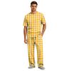 Men's Short Sleeve Pajama Set with Button Fly and Elastic Drawstring Waist for Home Loungewear