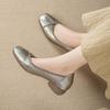 French soft leather light mouth single shoes women's low thick heel ladyshoes soft sole comfortable versatile small leather shoes middle age