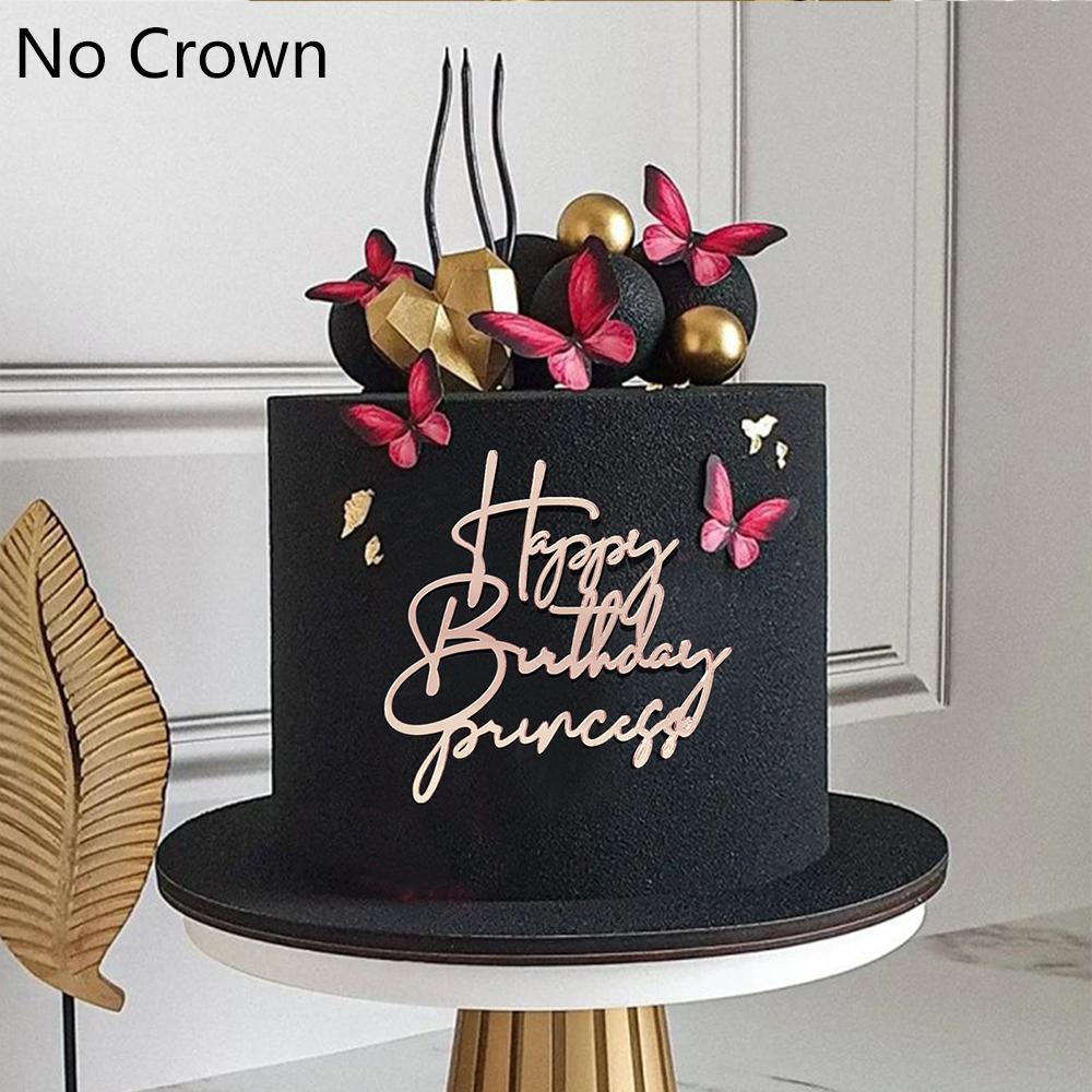 5 Stück Gold Silber Happy Birthday Prinzessin Kuchenaufsätze für Geburtstagsmädchen Damen Party Kuchen Dekoration Zubehör
